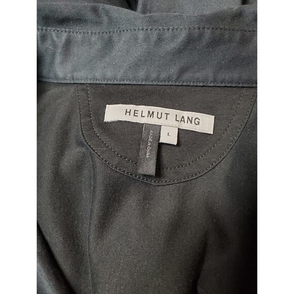 Helmet Lang Designer Shirt Mens Large Black Utility Poplin Cotton Black Minimal - Picture 4 of 9